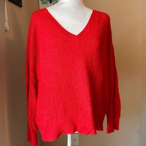 Old Navy Bright Red V-Neck Sweater